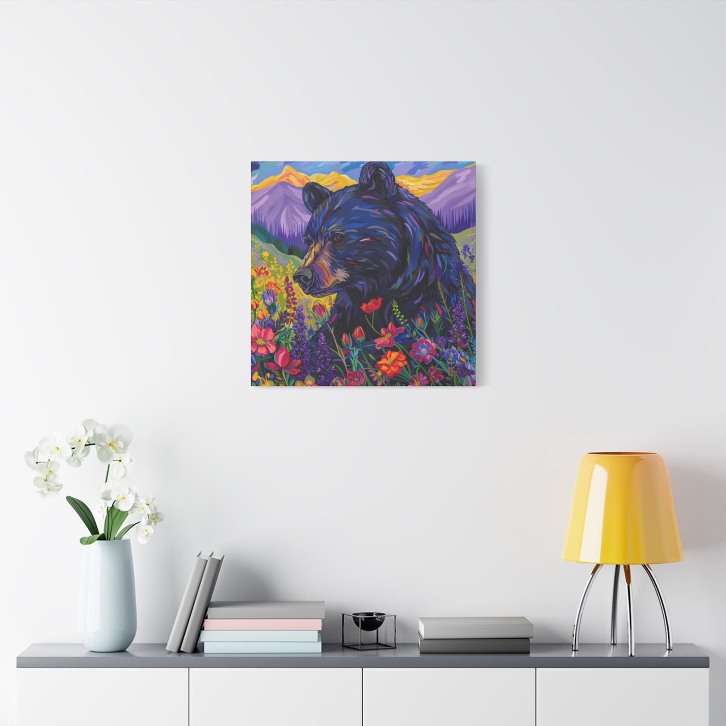 Vibrant Black Bear Canvas Wall Art