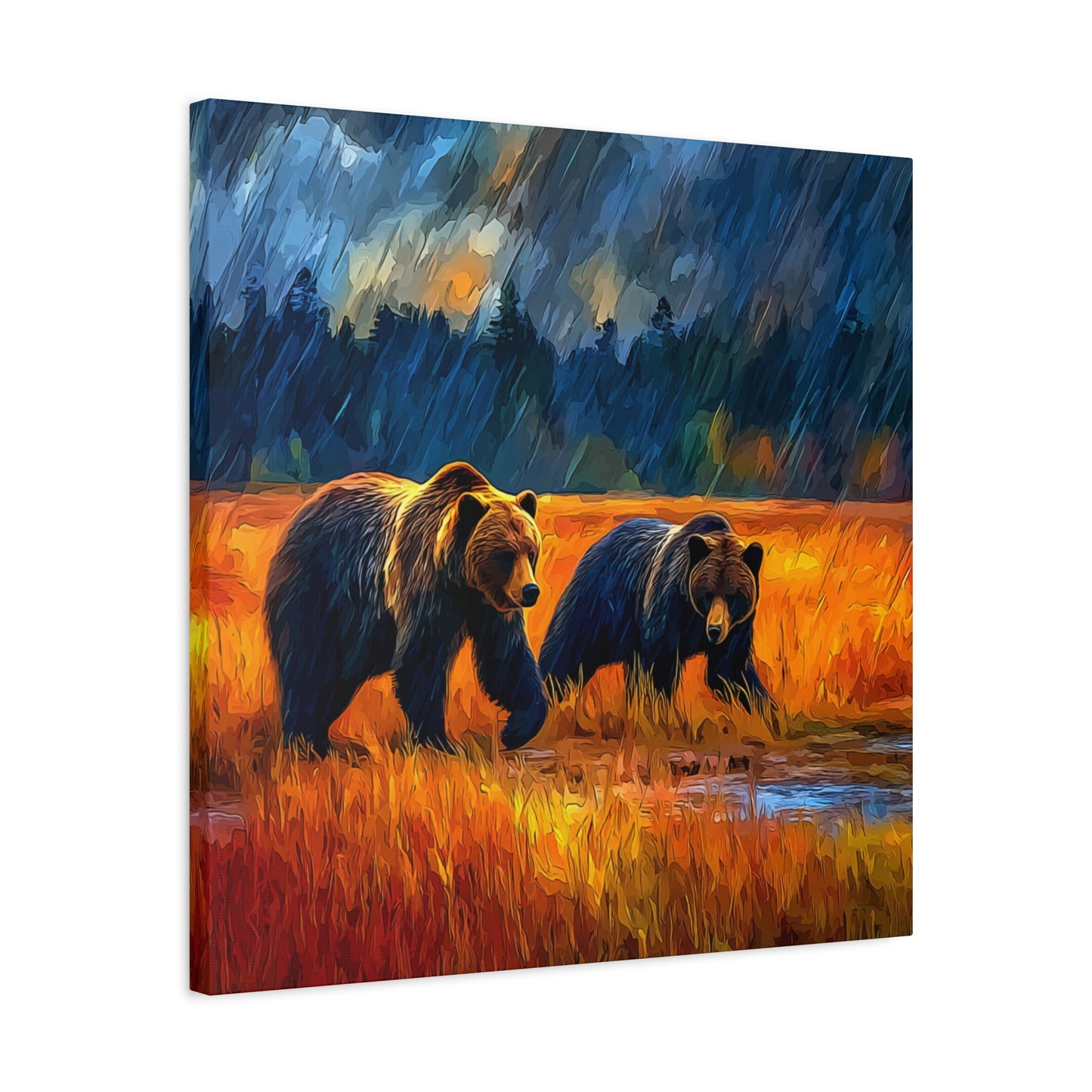 Canvas Print - Travelin Bears Two in Stormy Weather