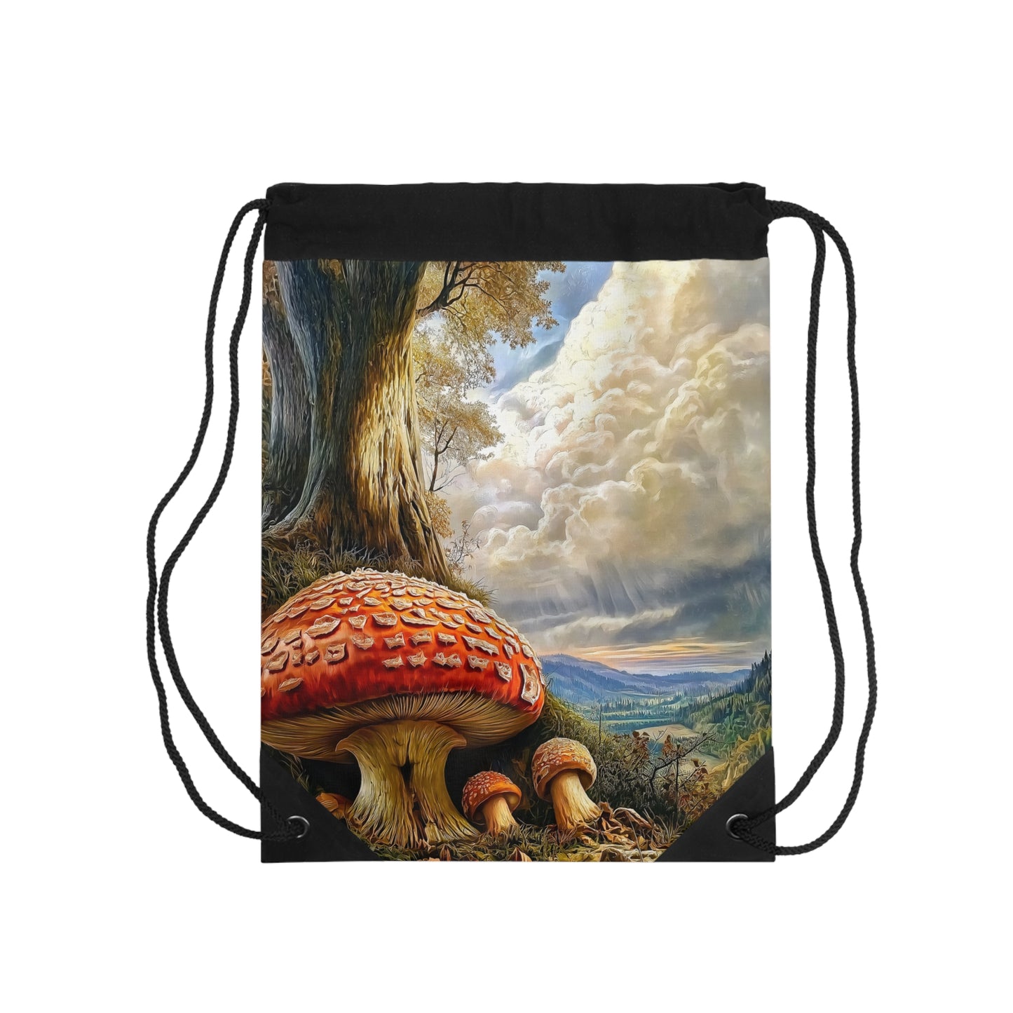 Forest Fantasy Drawstring Bag | Mushroom Design | Eco-Friendly Storage | Hiking/Travel Bag | Gift for Nature Lovers | Art Bag