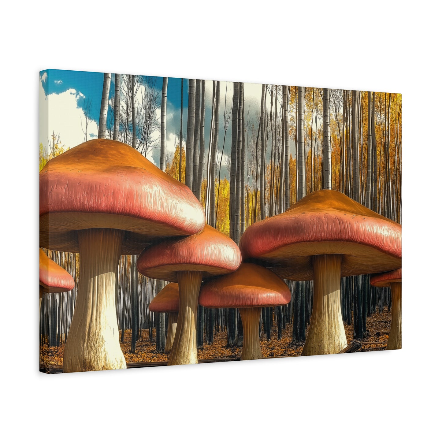 Mushrooms in Aspen Forest Canvas Art Print