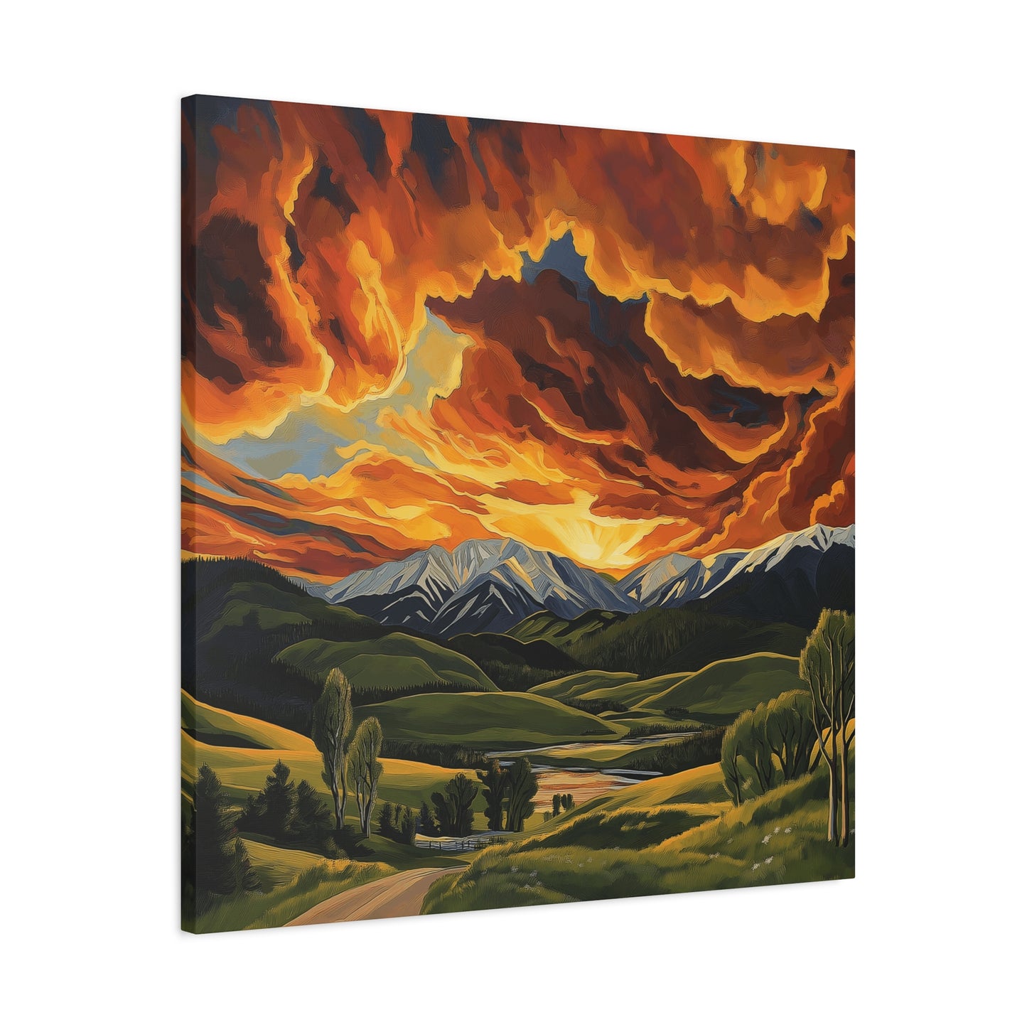Canvas Print - Colorado Mountains and Farm
