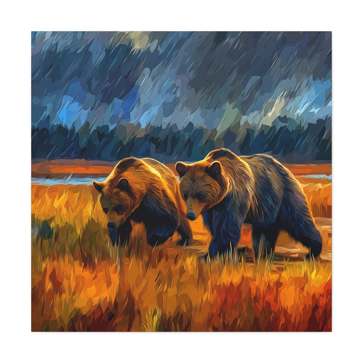 Canvas Print Travelin' Bears in Storm