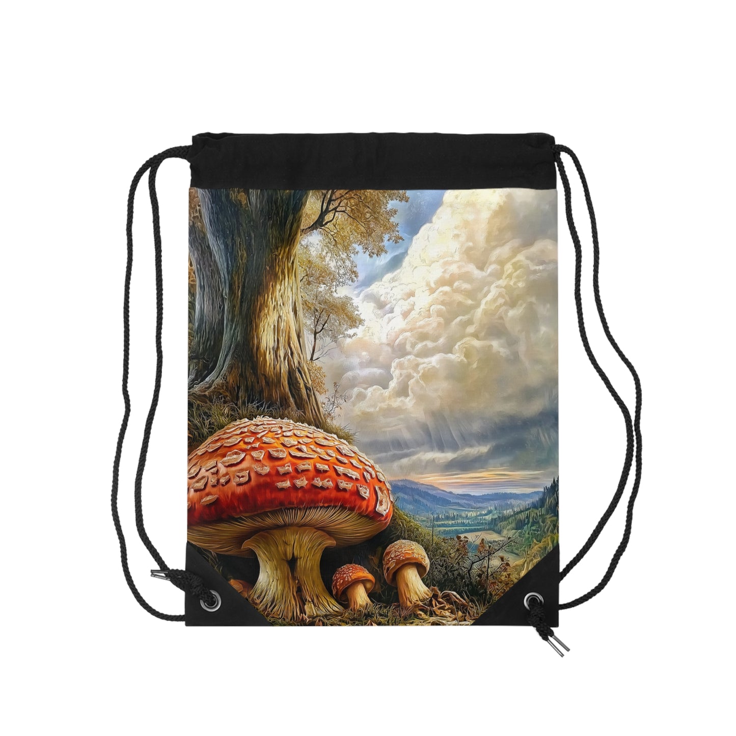 Forest Fantasy Drawstring Bag | Mushroom Design | Eco-Friendly Storage | Hiking/Travel Bag | Gift for Nature Lovers | Art Bag