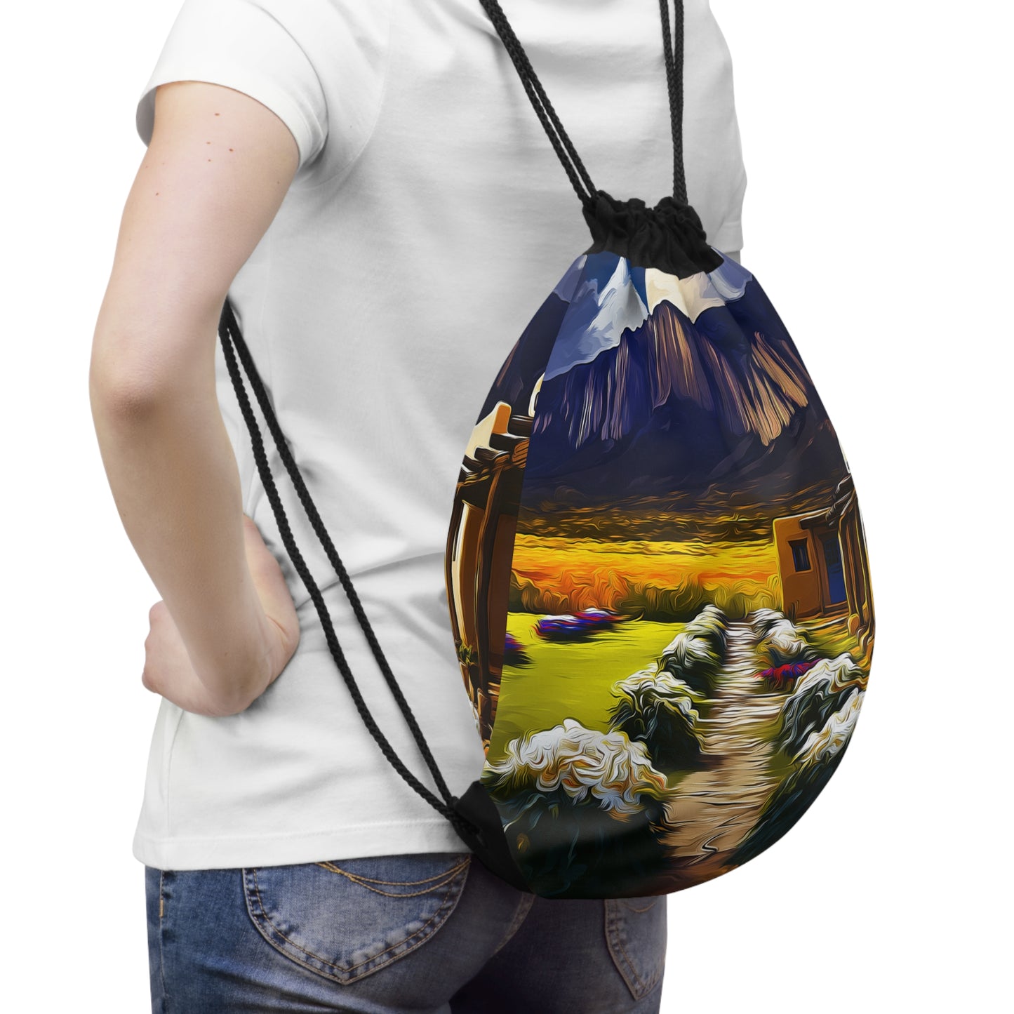 Artistic Landscape Drawstring Bag | Boho Style Tote | Gym Sack | Nature Lover Gift | Travel Accessory | Fun Outdoor Gear
