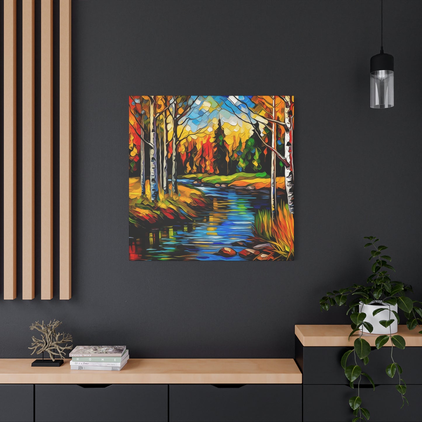 Mountain creek with colorful aspens