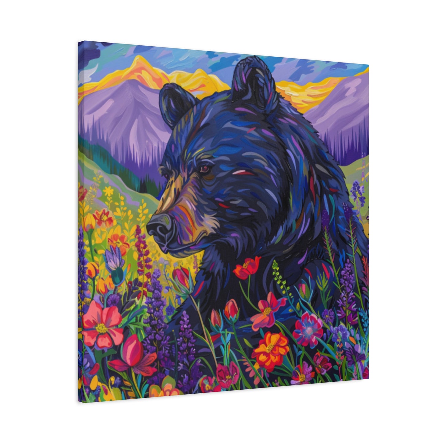 Vibrant Black Bear Canvas Wall Art