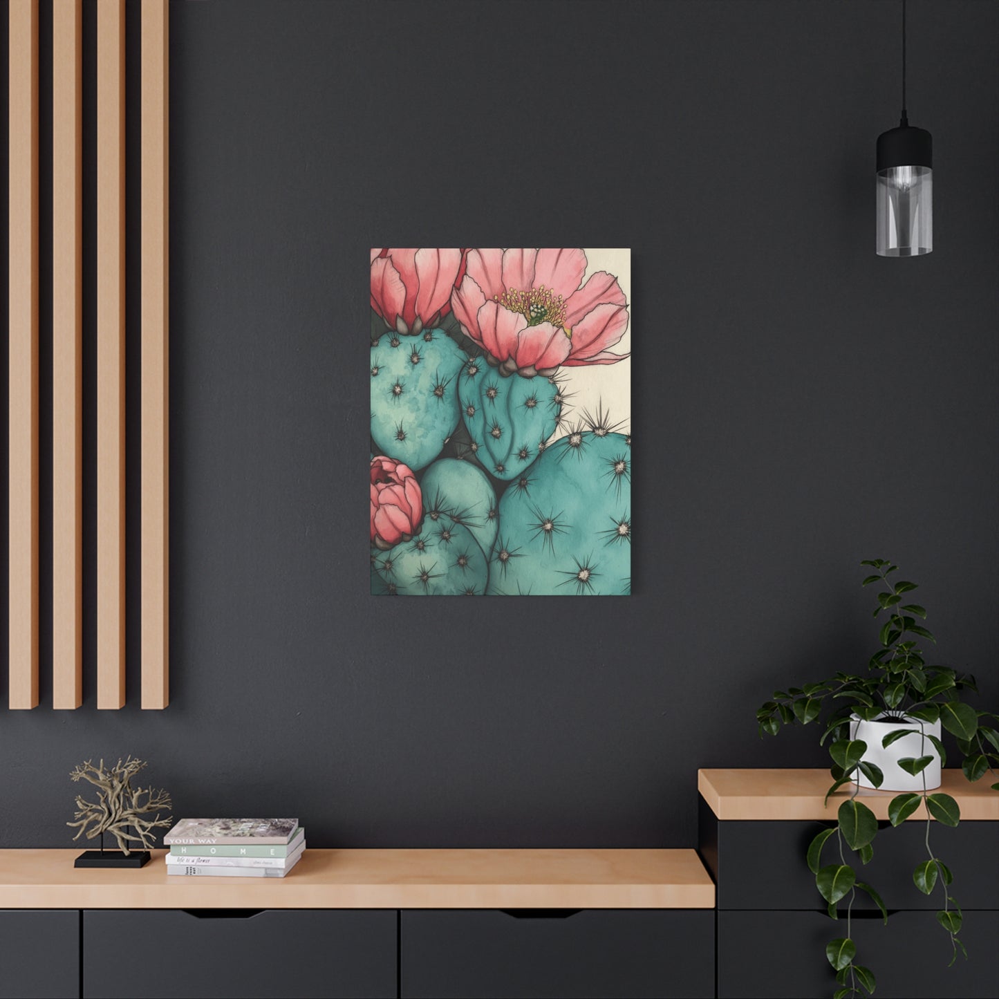 Pale Cacti and Flowers