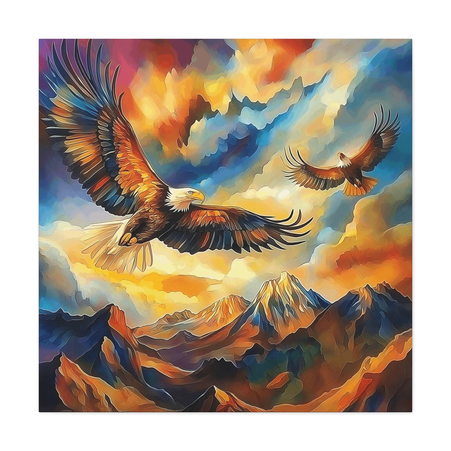 Majestic Eagle Canvas Art – Vibrant Stretched Wall Decor for Nature Lovers