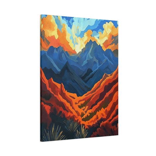 "Where are We?" Vibrant Mountain Landscape Canvas Art