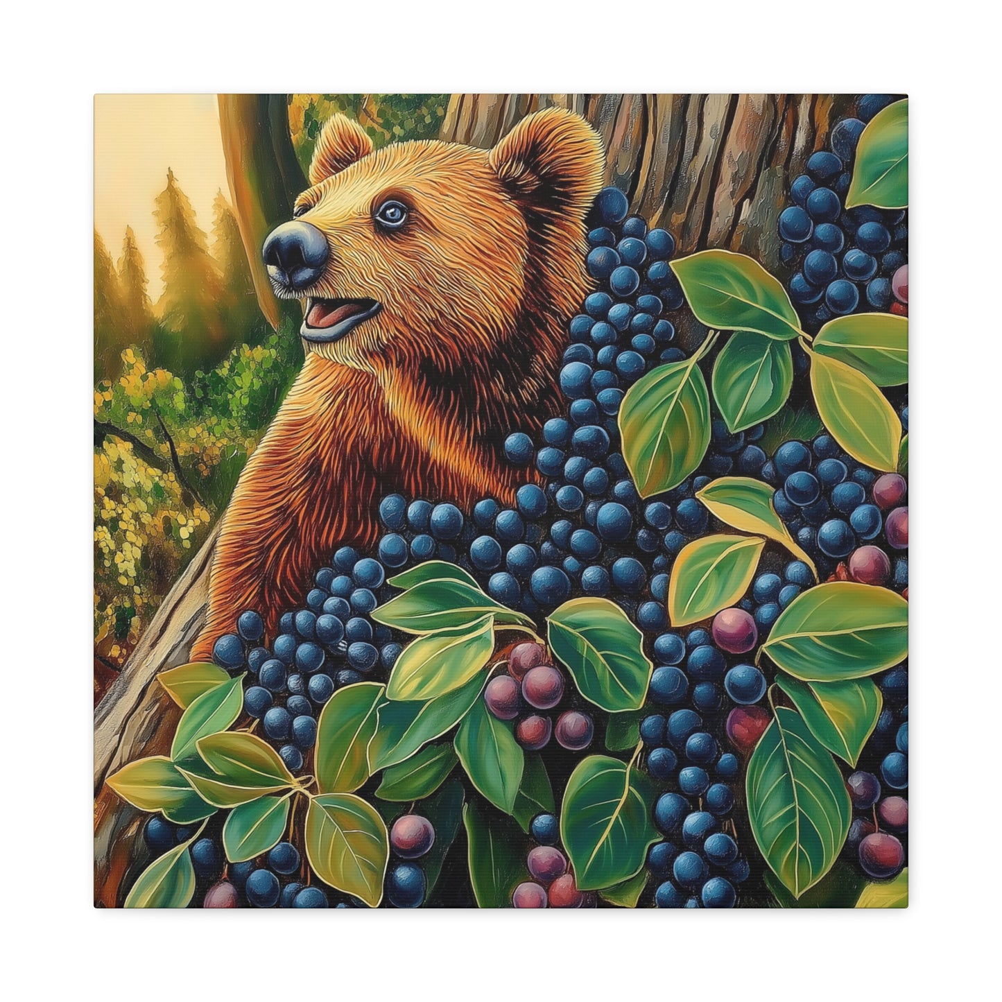 Canvas Print Bear Cub with Berries