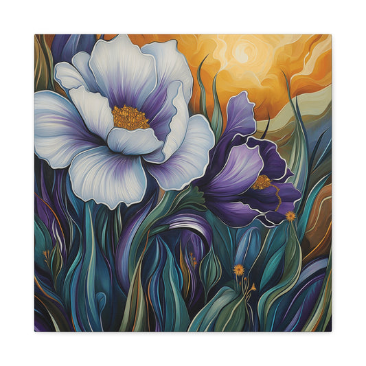 Purple, Purple Flowers at Sunset