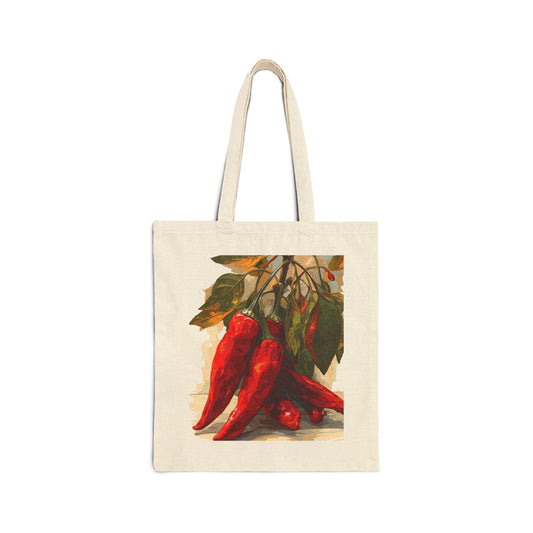 Vibrant Chili Pepper Tote Bag, Eco-Friendly Shopper Bag, Grocery Tote, Gift for Farmers Market Lovers, Cooking Enthusiasts