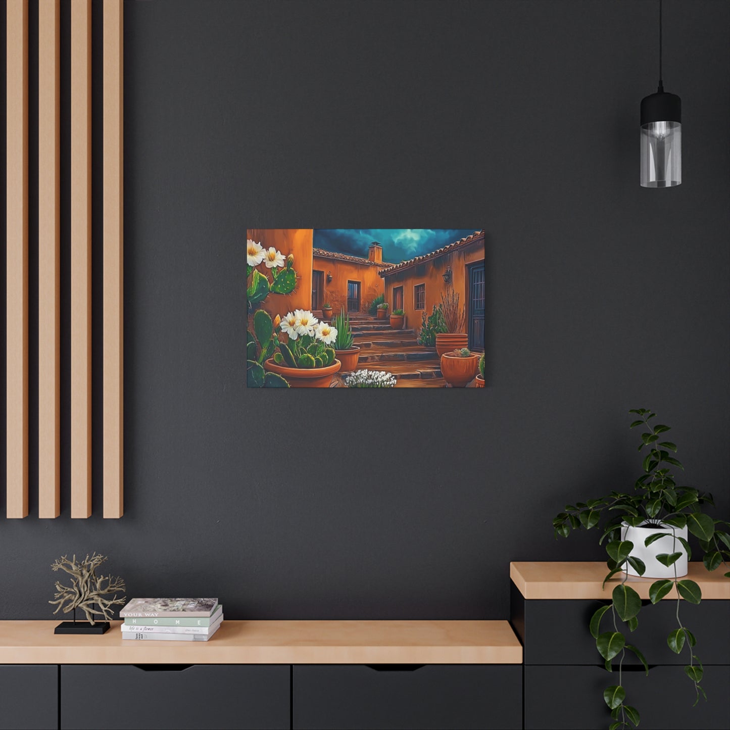 Canvas Print - NM Pueblo Cacti White Flower