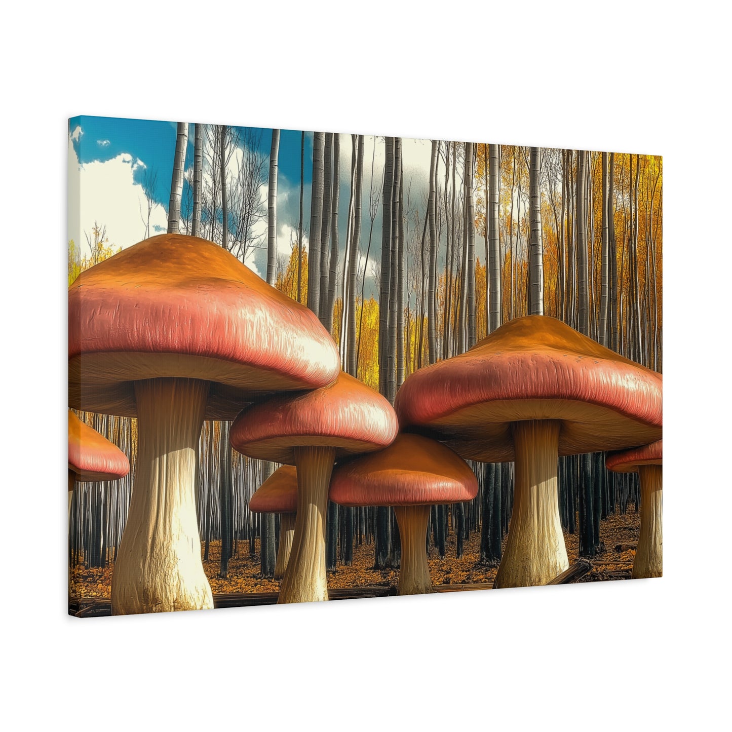 Mushrooms in Aspen Forest Canvas Art Print