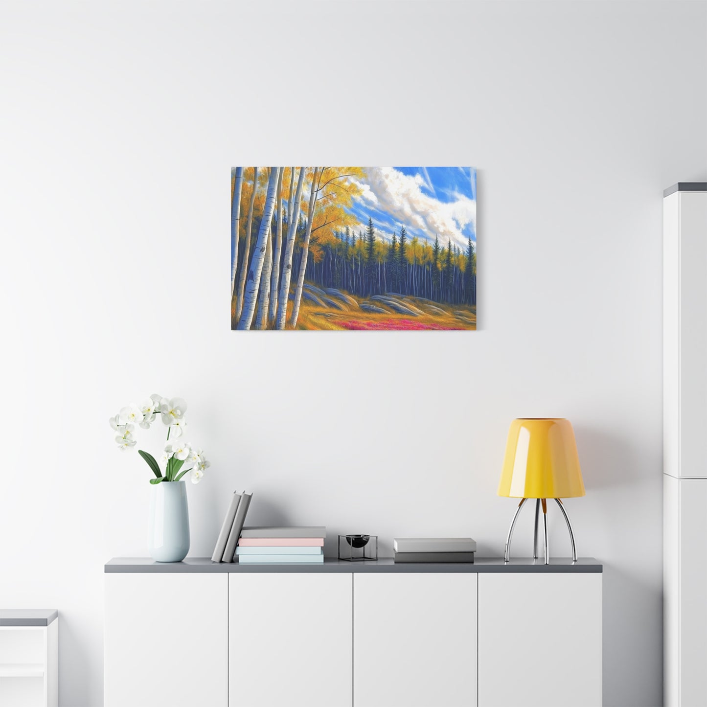 Canvas Wall Art - Pine trees in Rockies