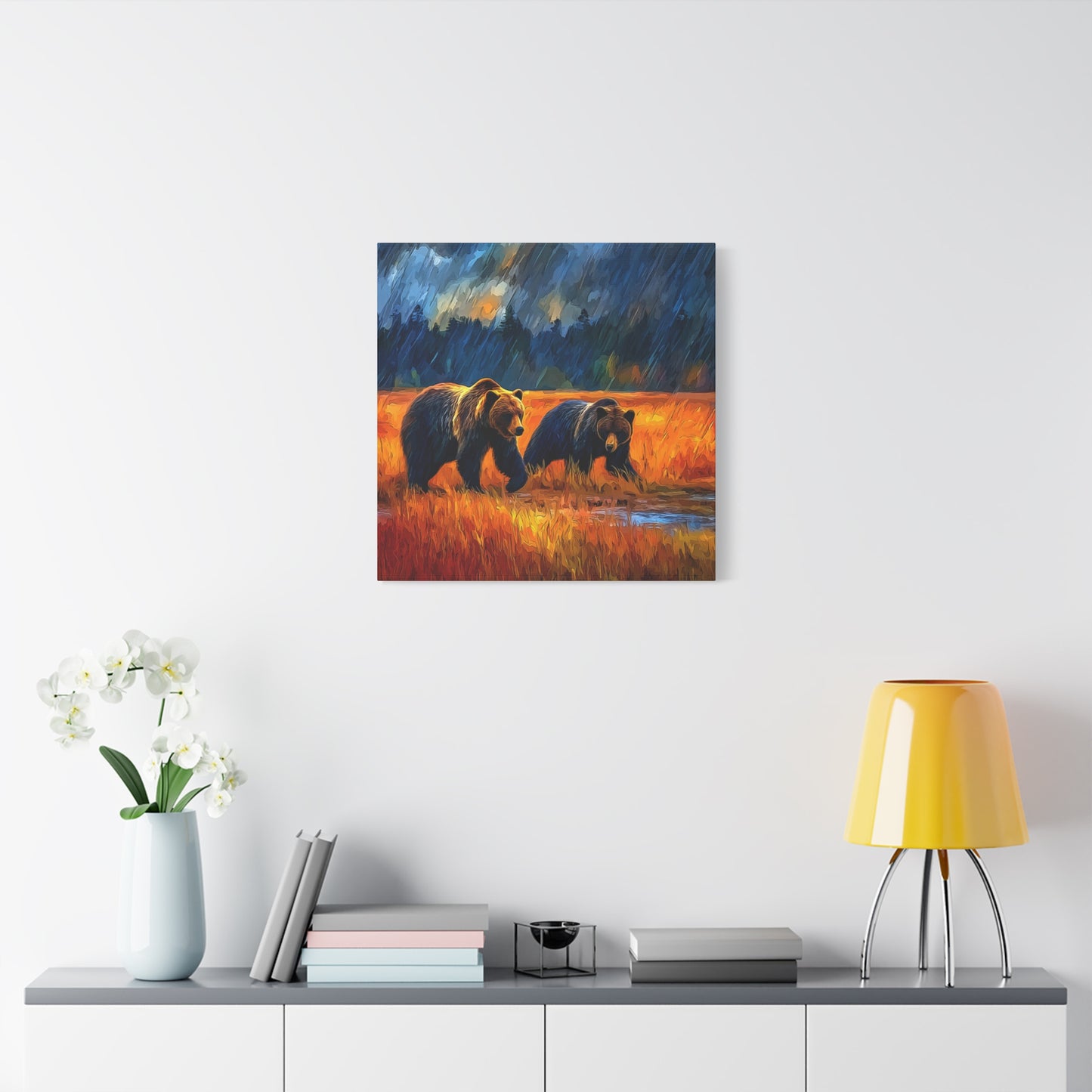 Canvas Print - Travelin Bears Two in Stormy Weather