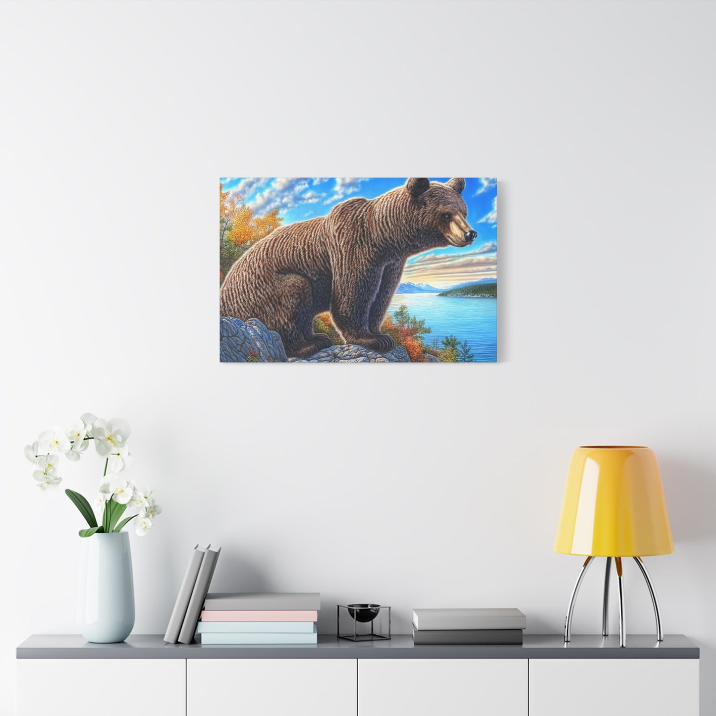 Canvas Wall Art - Colorado Brown Bear near Lake