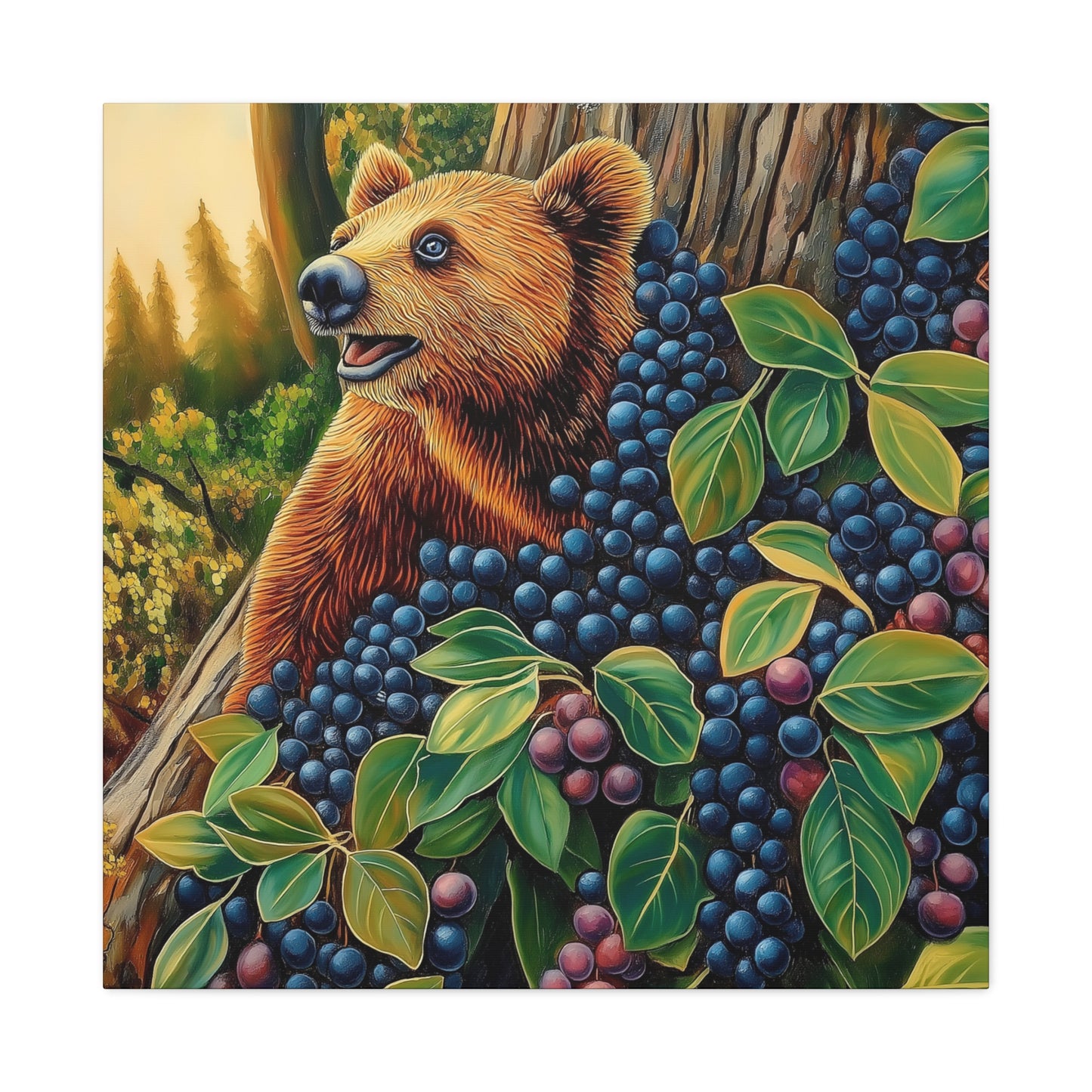 Canvas Print Bear Cub with Berries