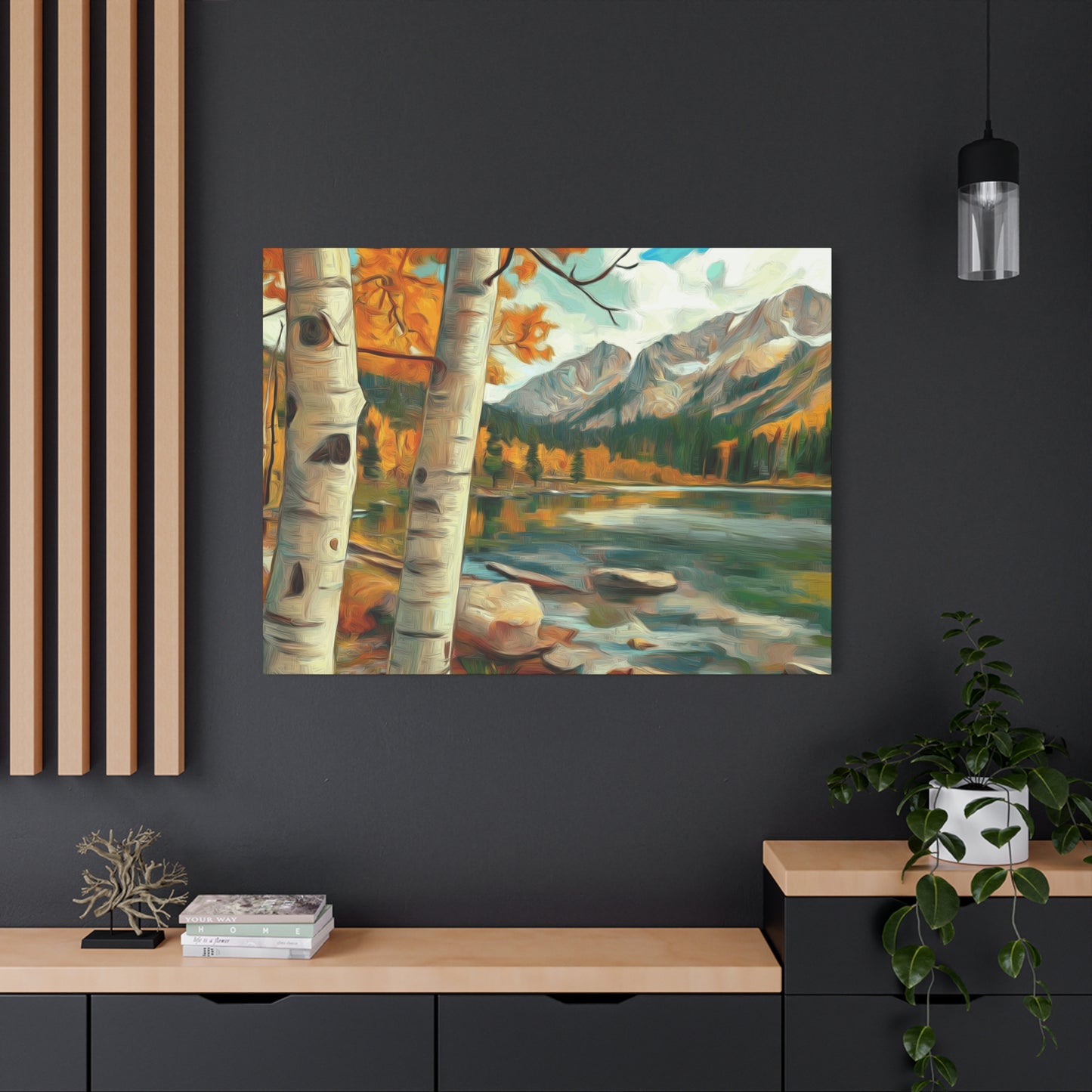 Canvas Wall Art - Aspens at High Mountain Lake