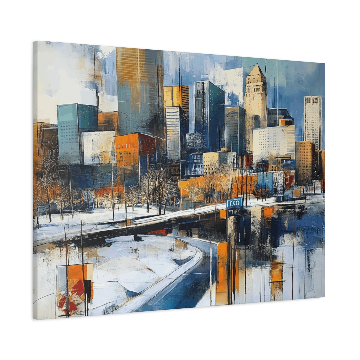 Urban Landscape Matte Canvas Wall Art - Modern Cityscape Decor