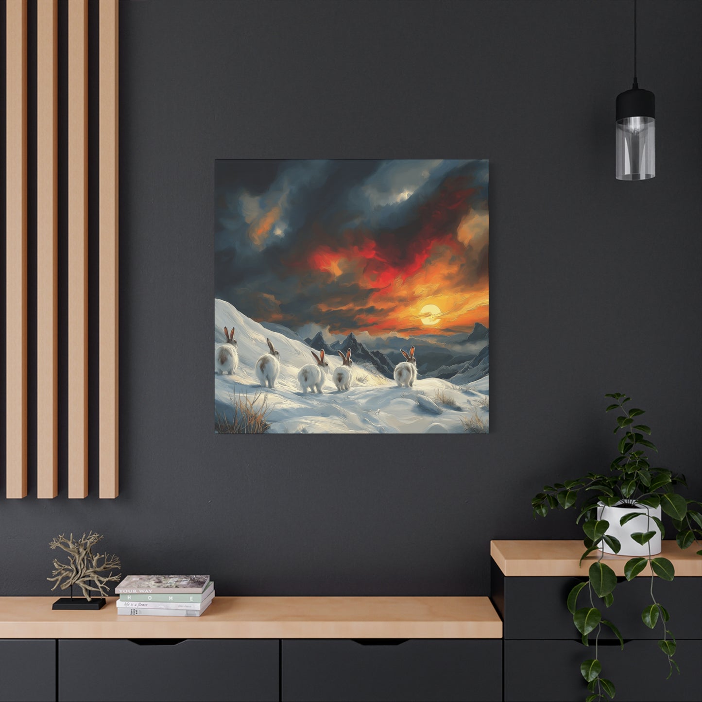 Serene Bunny Landscape Canvas Art - Scenic Home Décor for Animal Lovers