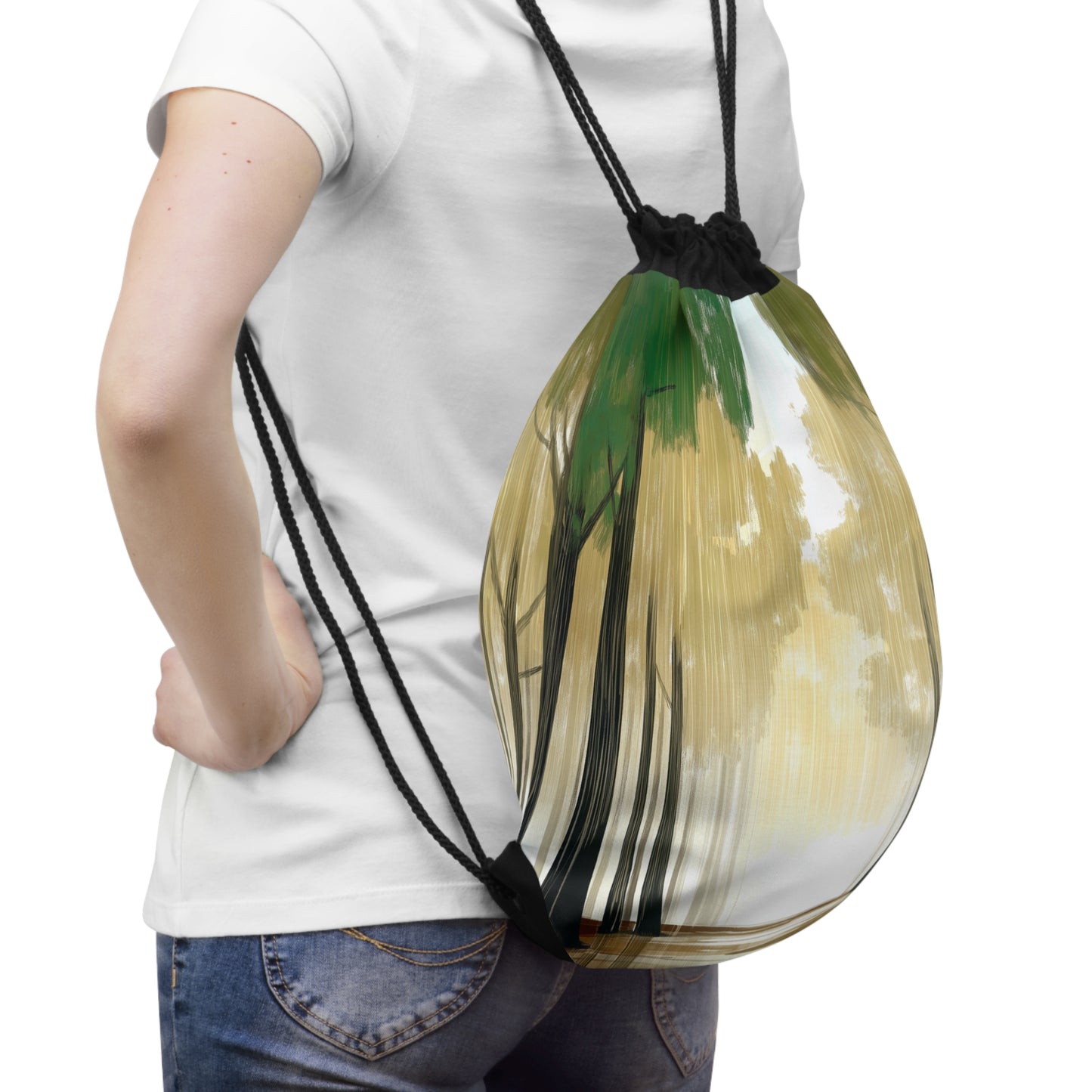 Nature-Inspired Drawstring Bag, Eco-Friendly Backpack, Versatile Gym Bag, Hiking Gear, Travel Essential, Outdoor Activities