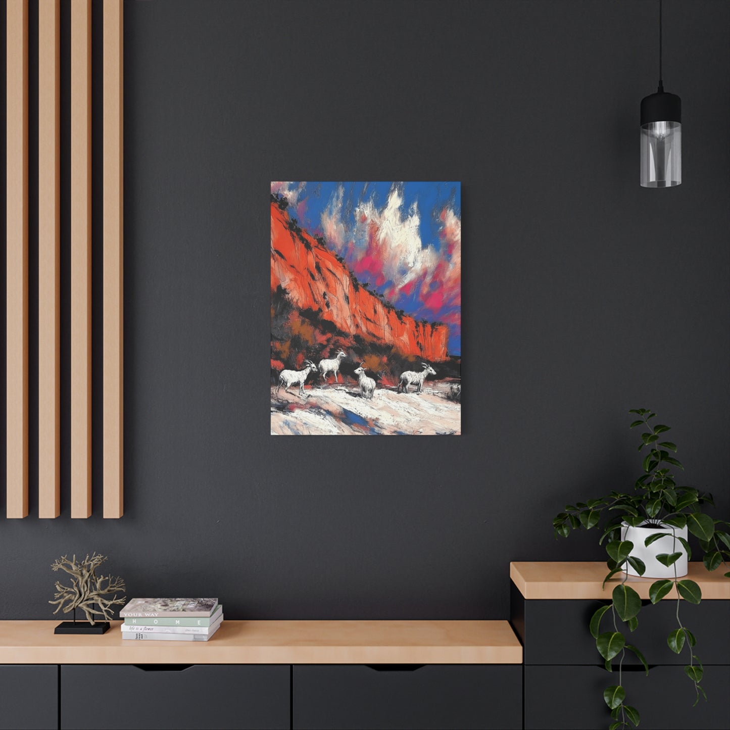 Goats in Vibrant Landscape Canvas Art