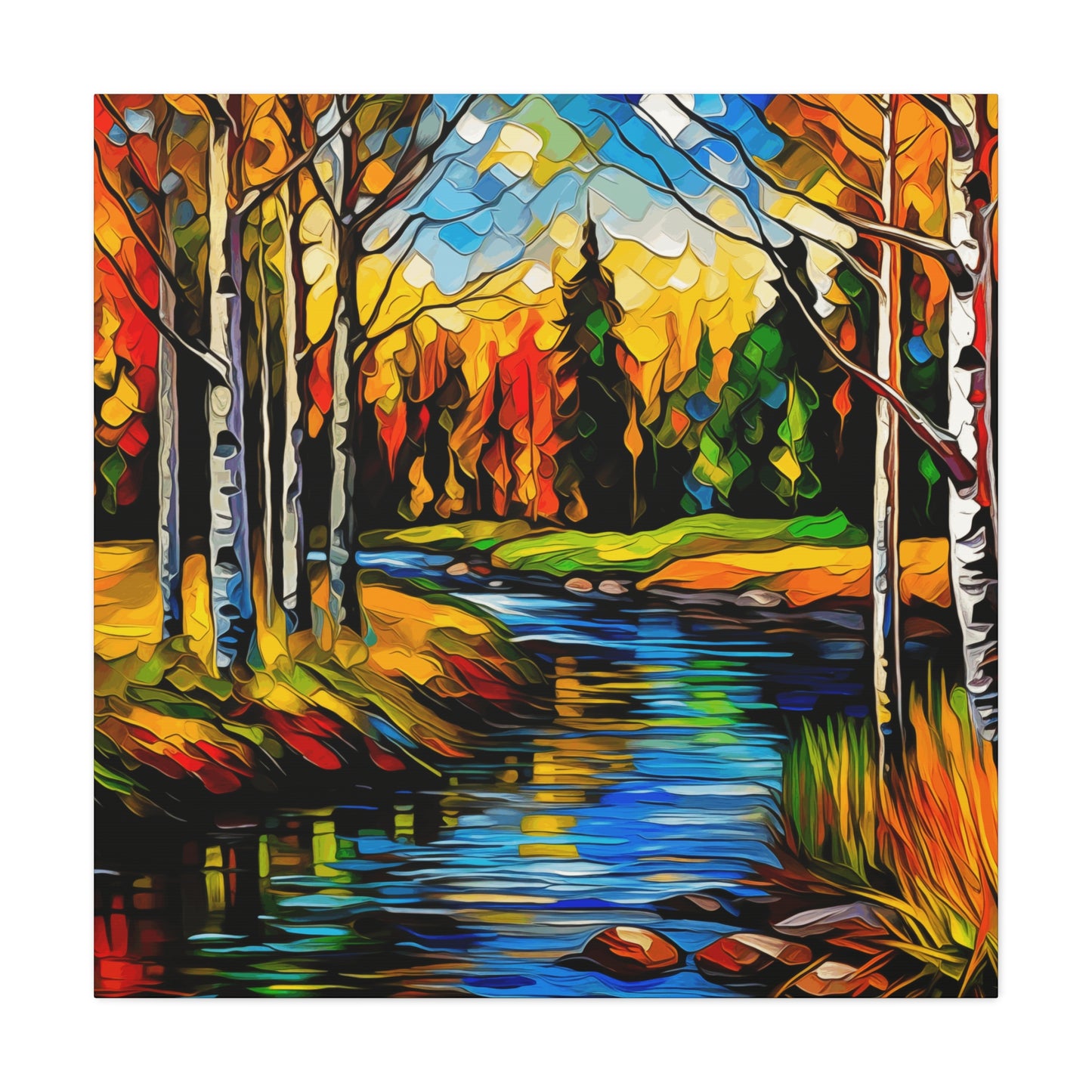 Mountain creek with colorful aspens