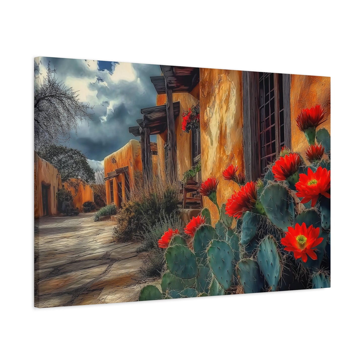 Canvas Wall Art - NM Adobe Red Flowers V1