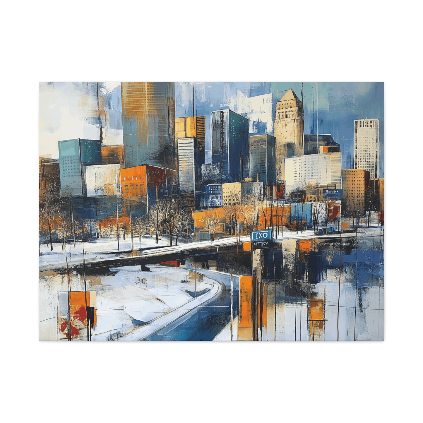 Urban Landscape Matte Canvas Wall Art - Modern Cityscape Decor