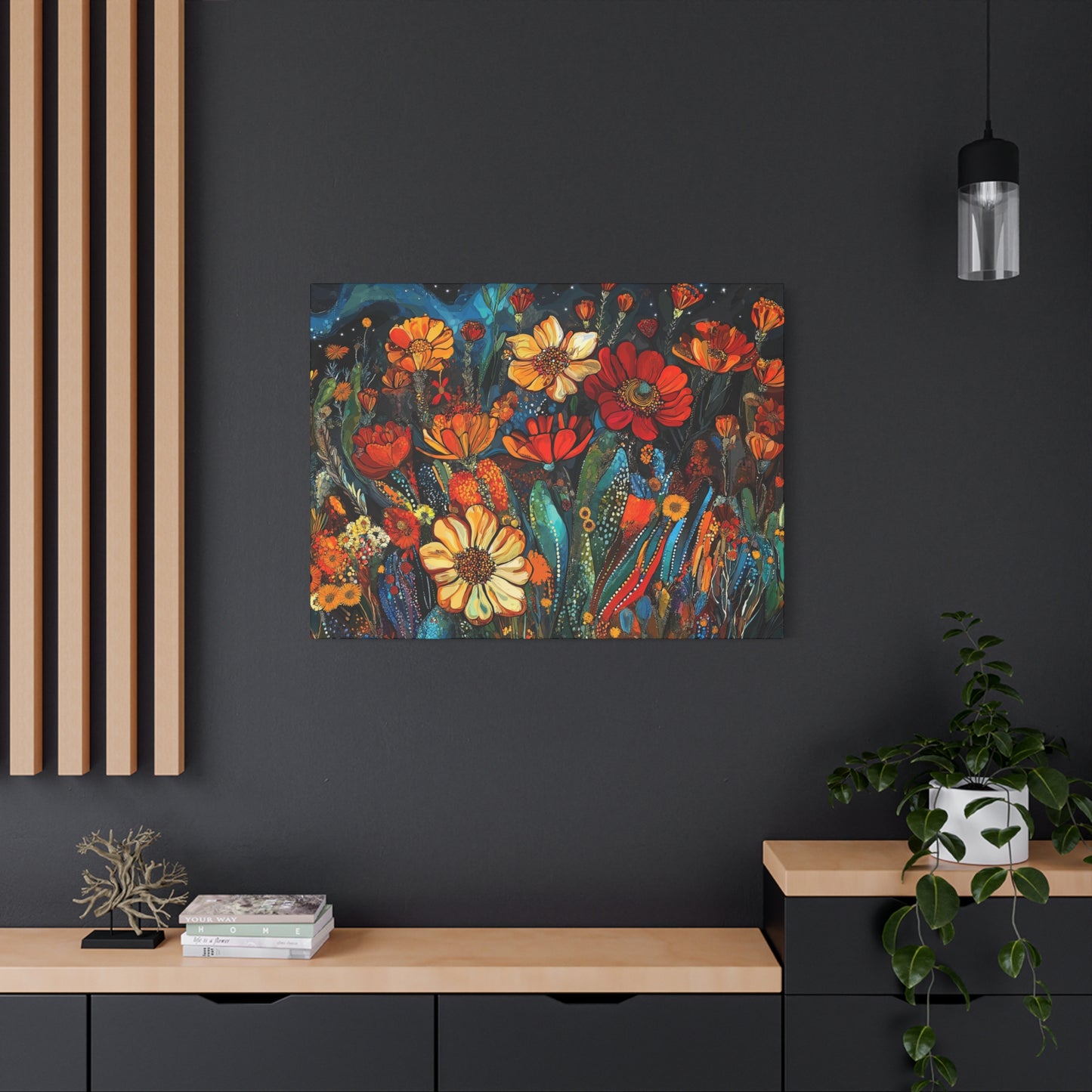 Canvas Wall Art - Cacti Flower Frenzy 1