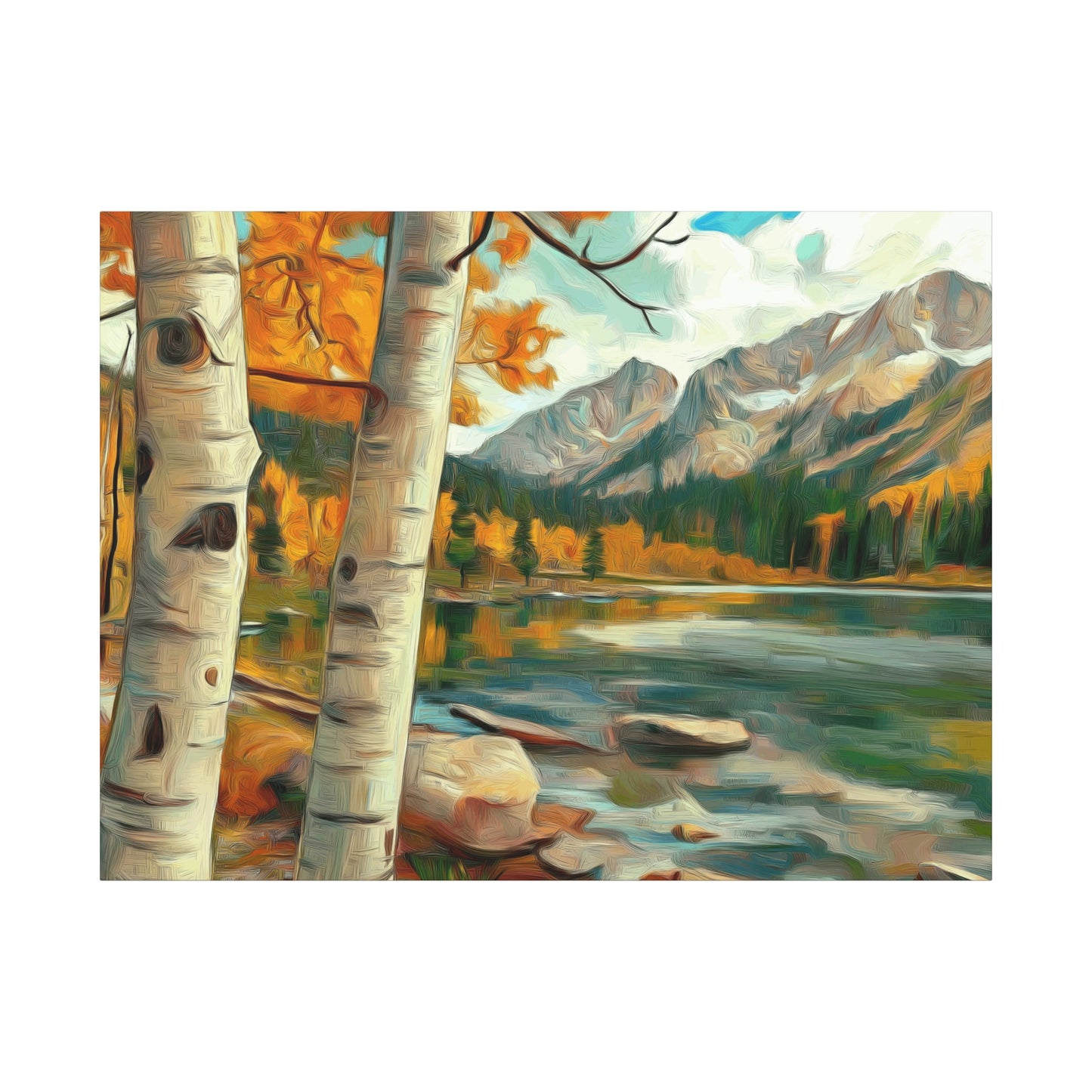 Canvas Wall Art - Aspens at High Mountain Lake
