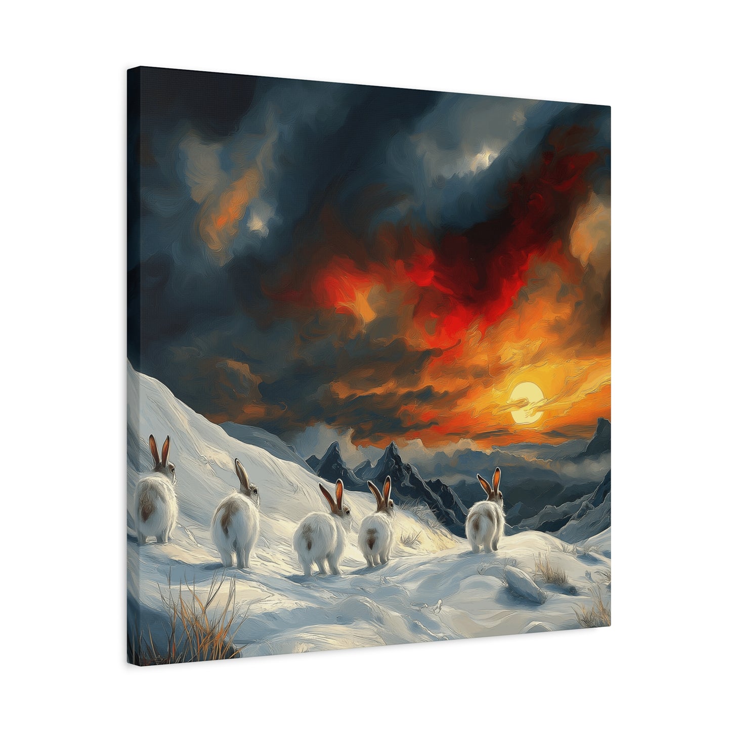 Serene Bunny Landscape Canvas Art - Scenic Home Décor for Animal Lovers