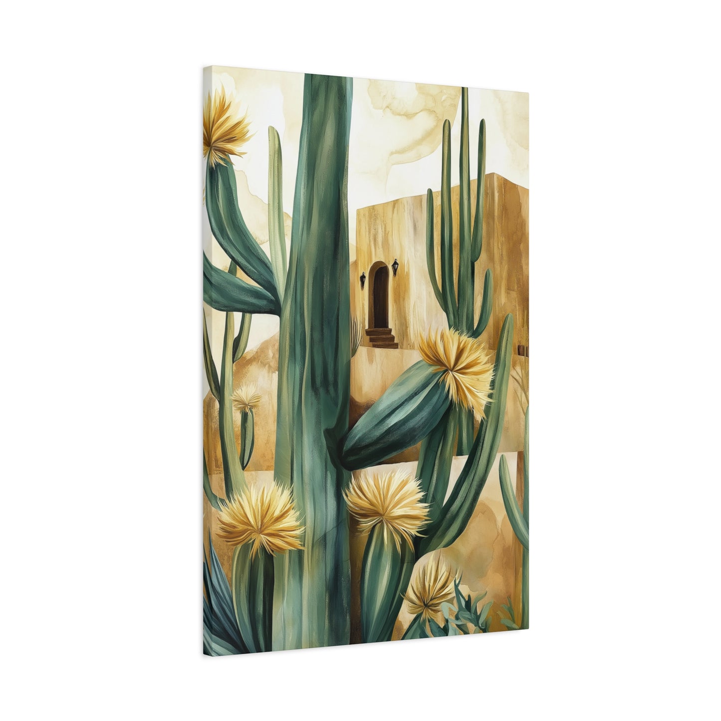 Church and Cacti Canvas Art