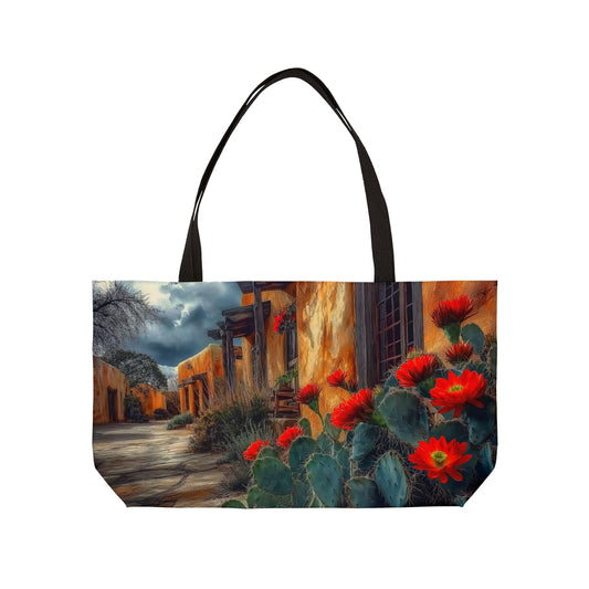 Southwest Vibrant Floral Weekender Tote Bag, Travel Bag, Beach Bag, Floral Tote, Cactus Art Bag, Gift for Nature Lovers