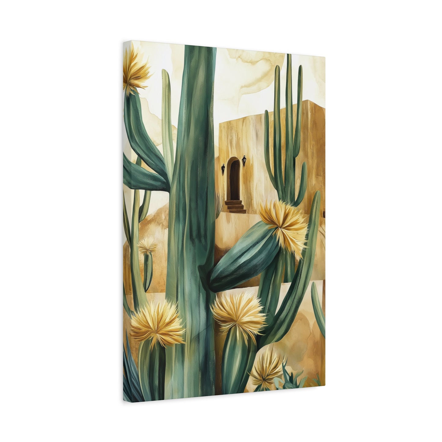 Church and Cacti Canvas Art