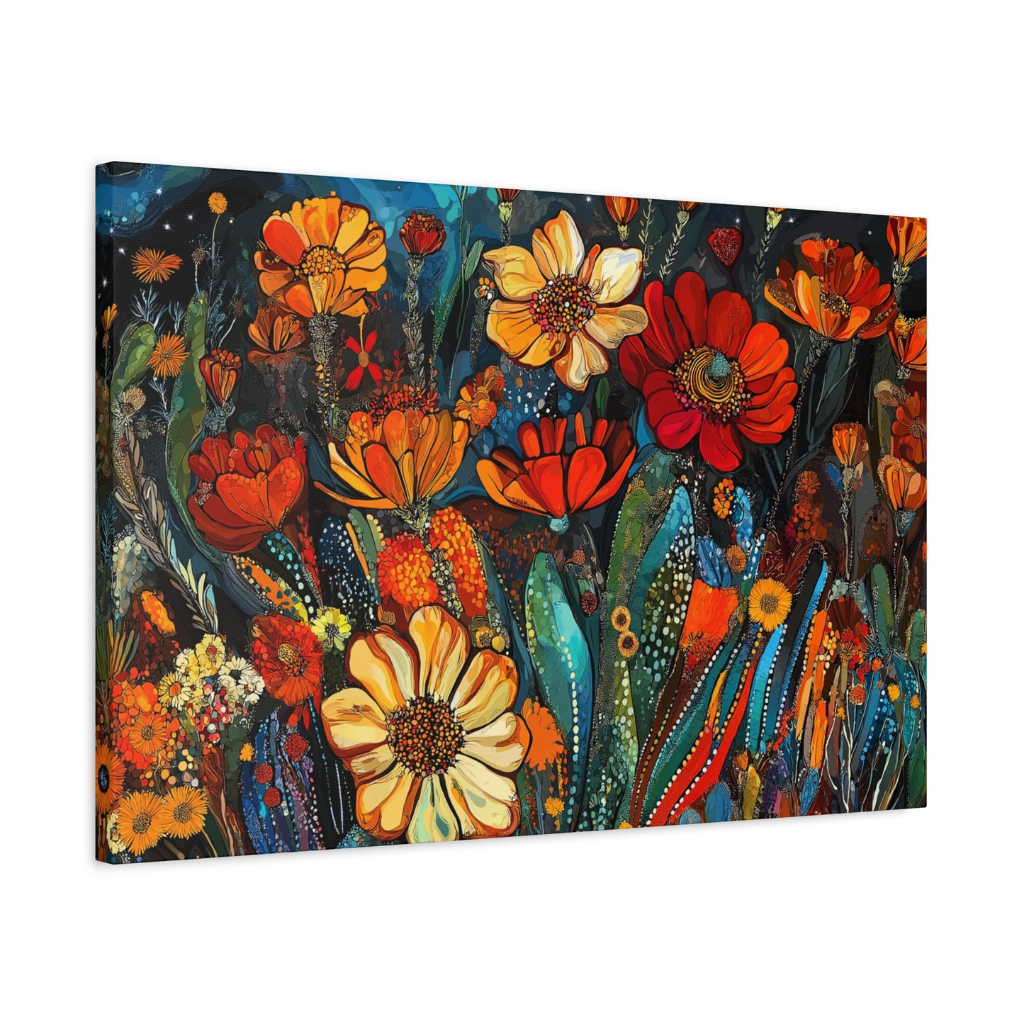 Canvas Wall Art - Cacti Flower Frenzy 1