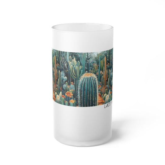 Cactus-Themed Frosted Glass Beer Mug - Perfect for Summer Parties & Outdoor Adventures