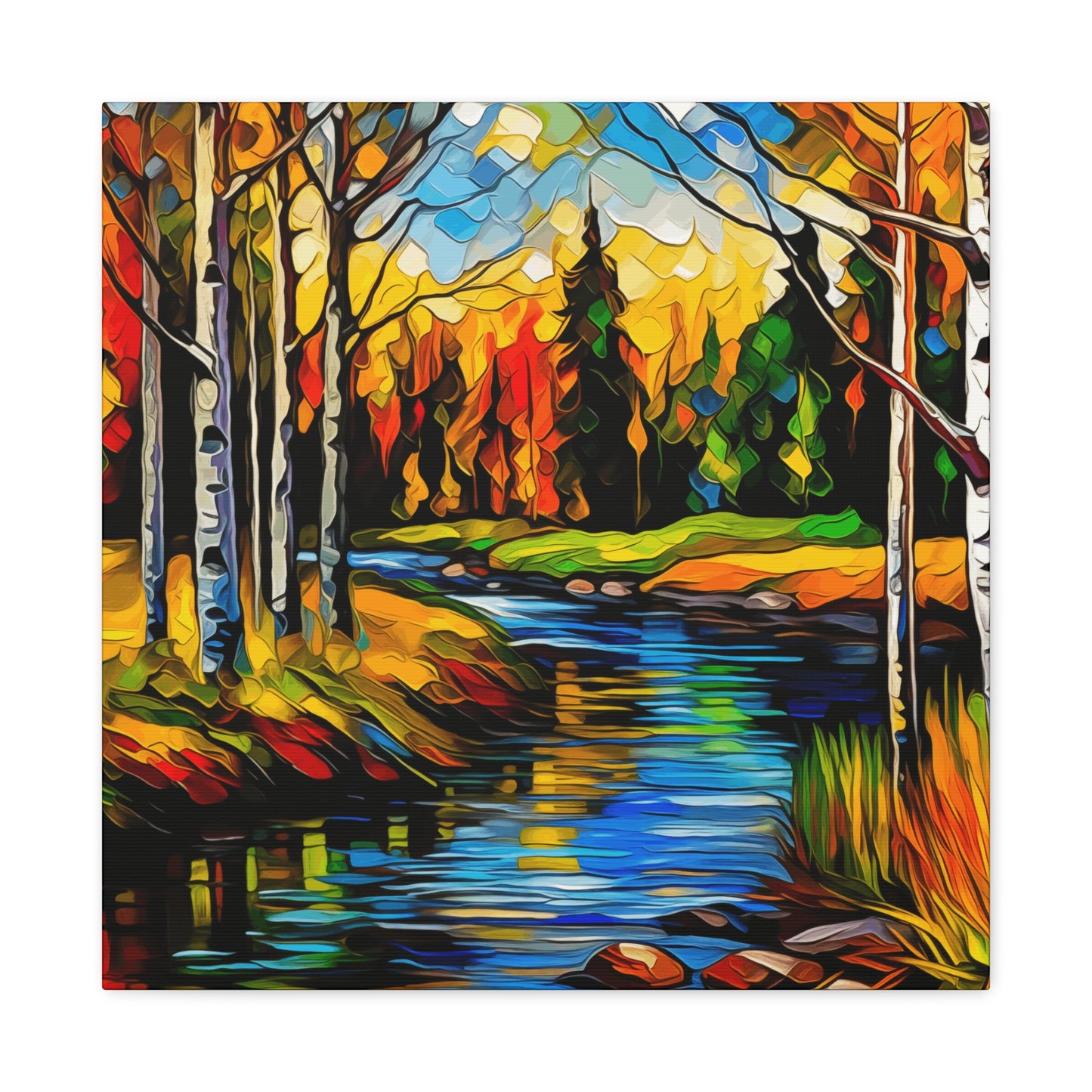 Mountain creek with colorful aspens