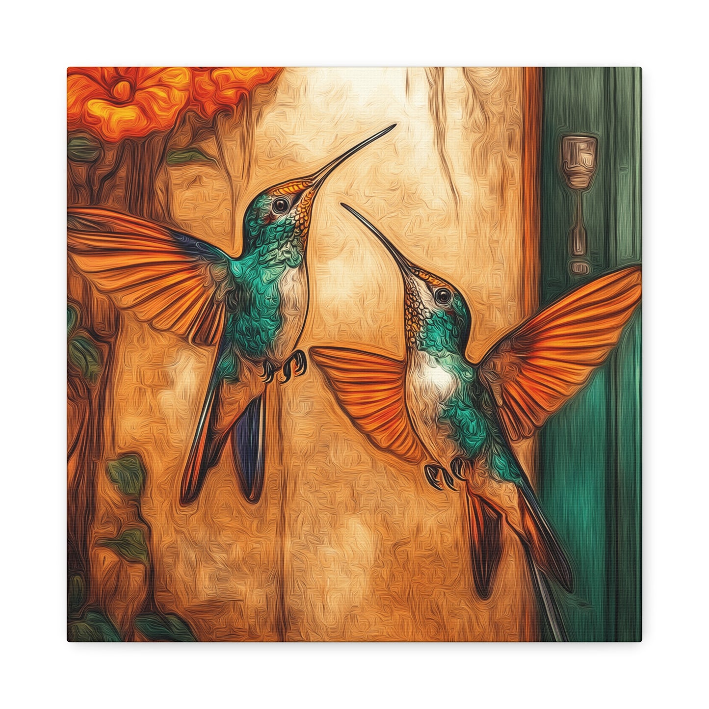 Canvas Wall Art - Dueling Hummingbirds