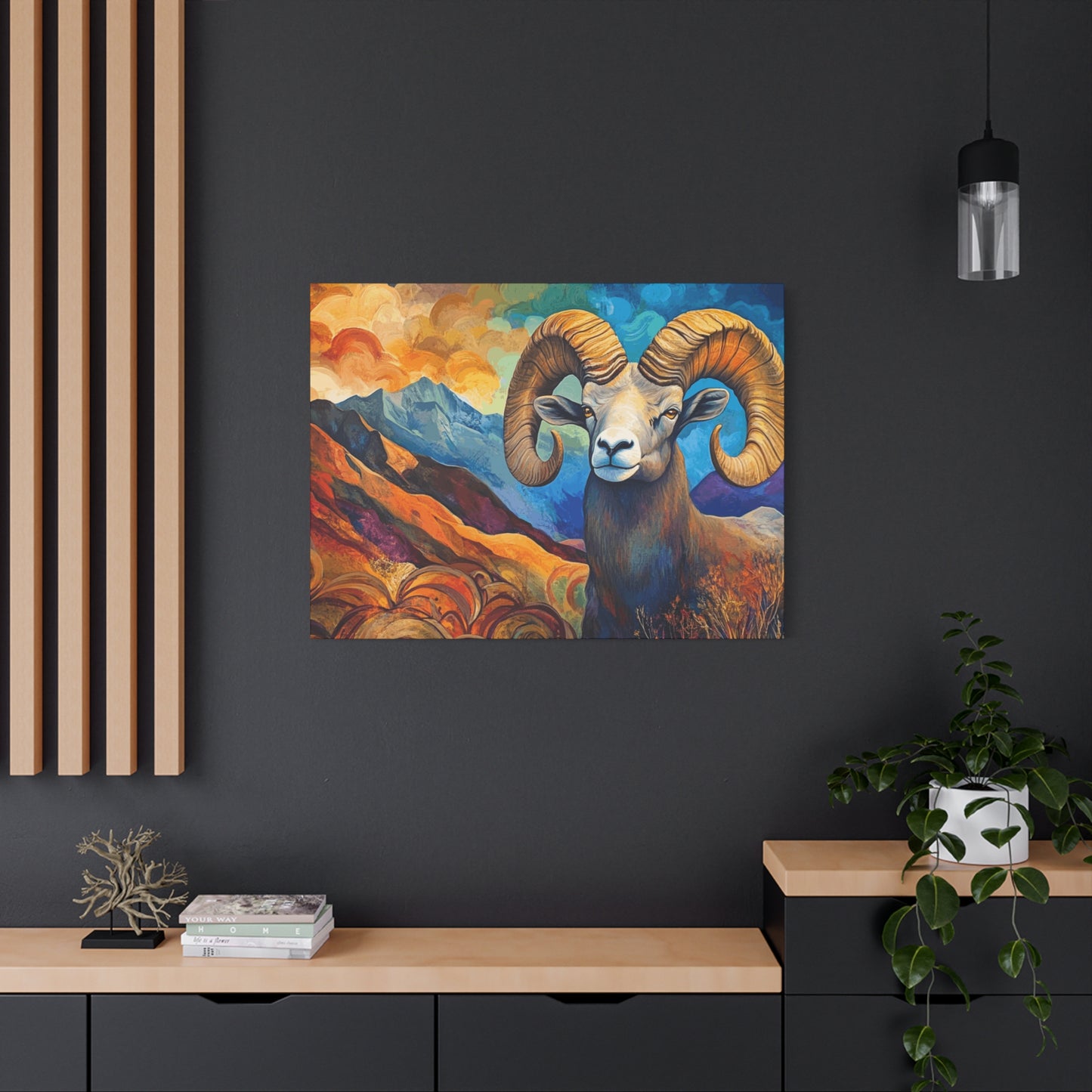 Vibrant Mountain Ram Canvas Wall Art
