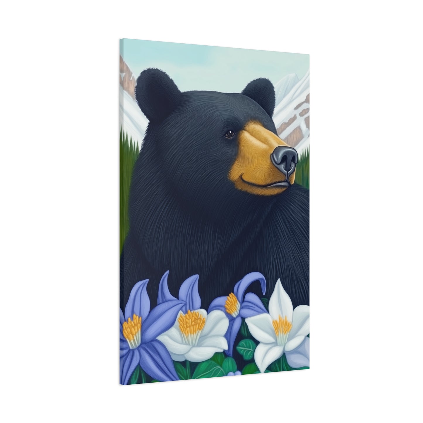 Canvas Print - Colorado Black Bear with Flowers