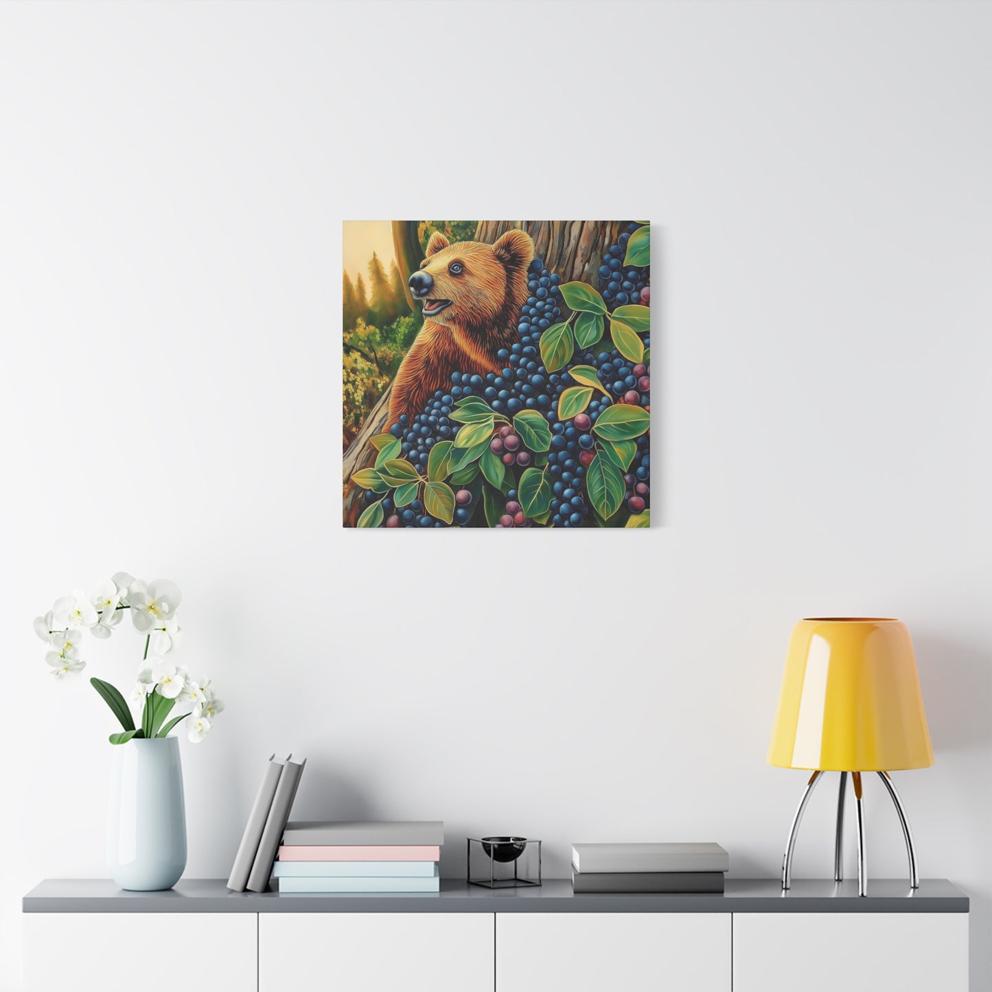 Canvas Print Bear Cub with Berries