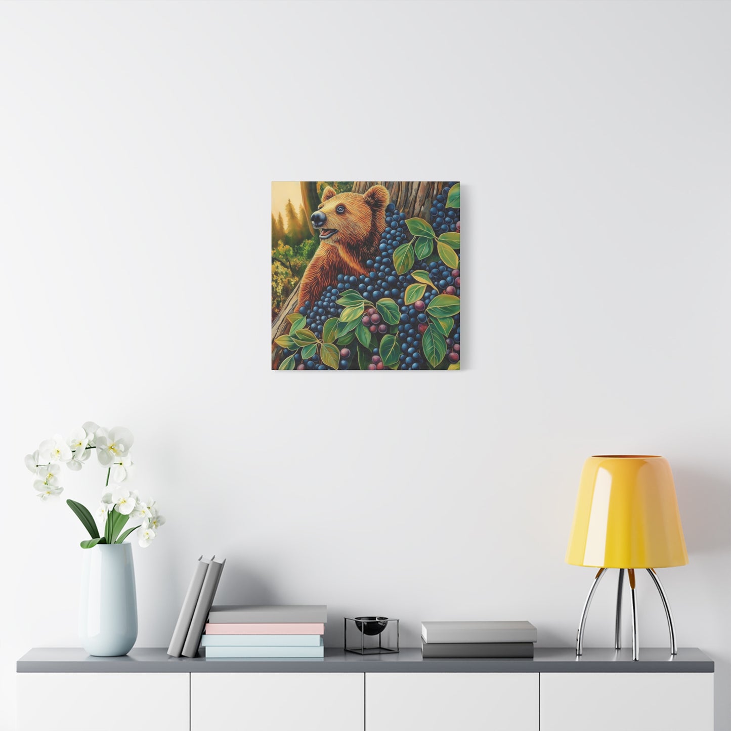 Canvas Print Bear Cub with Berries