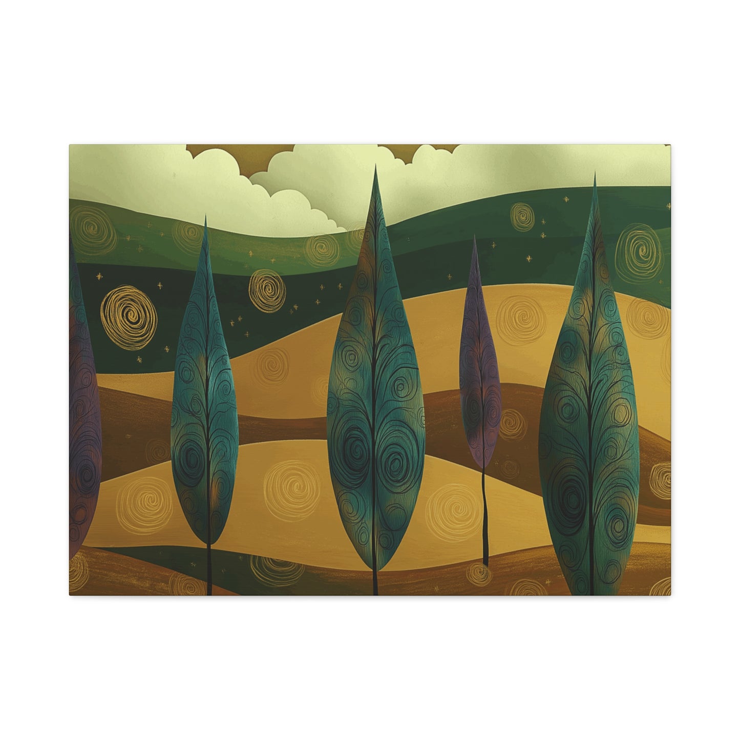 Serene Trees Abstract Canvas Wall Art