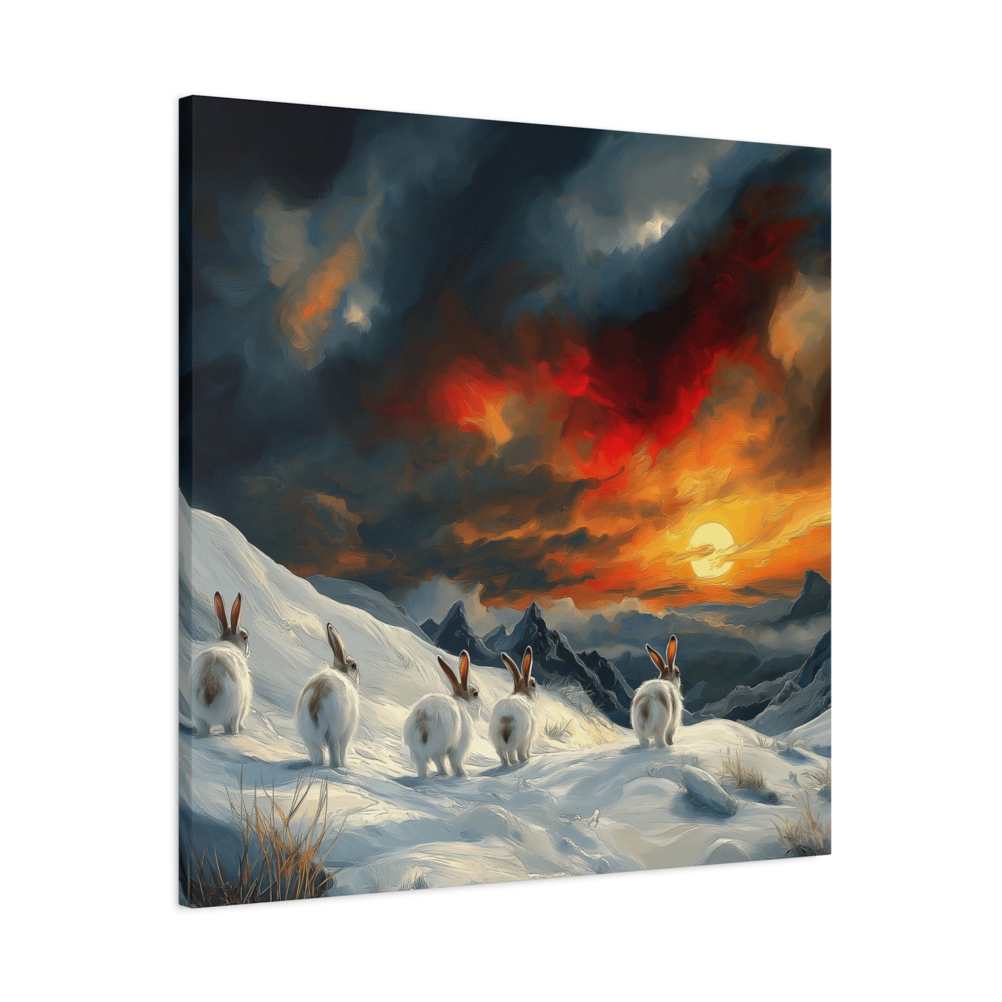 Serene Bunny Landscape Canvas Art - Scenic Home Décor for Animal Lovers