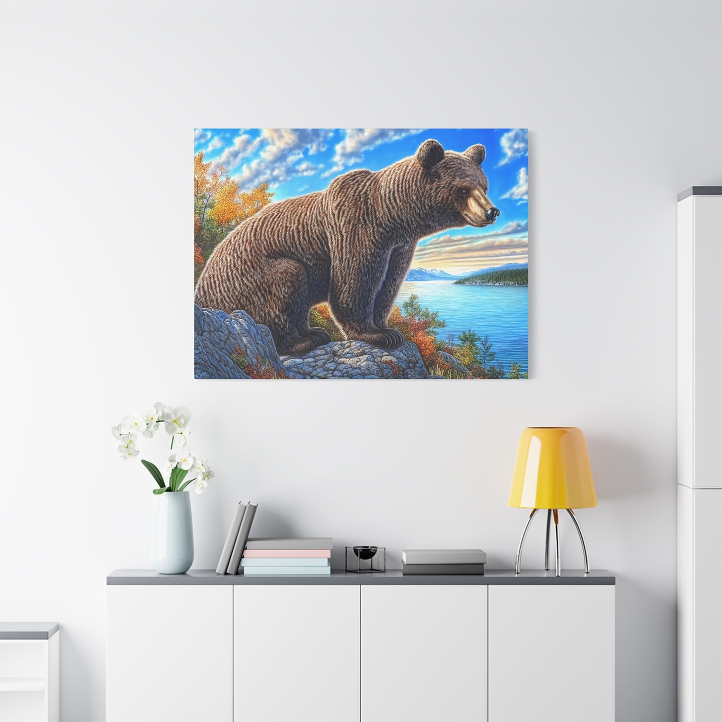 Canvas Wall Art - Colorado Brown Bear near Lake