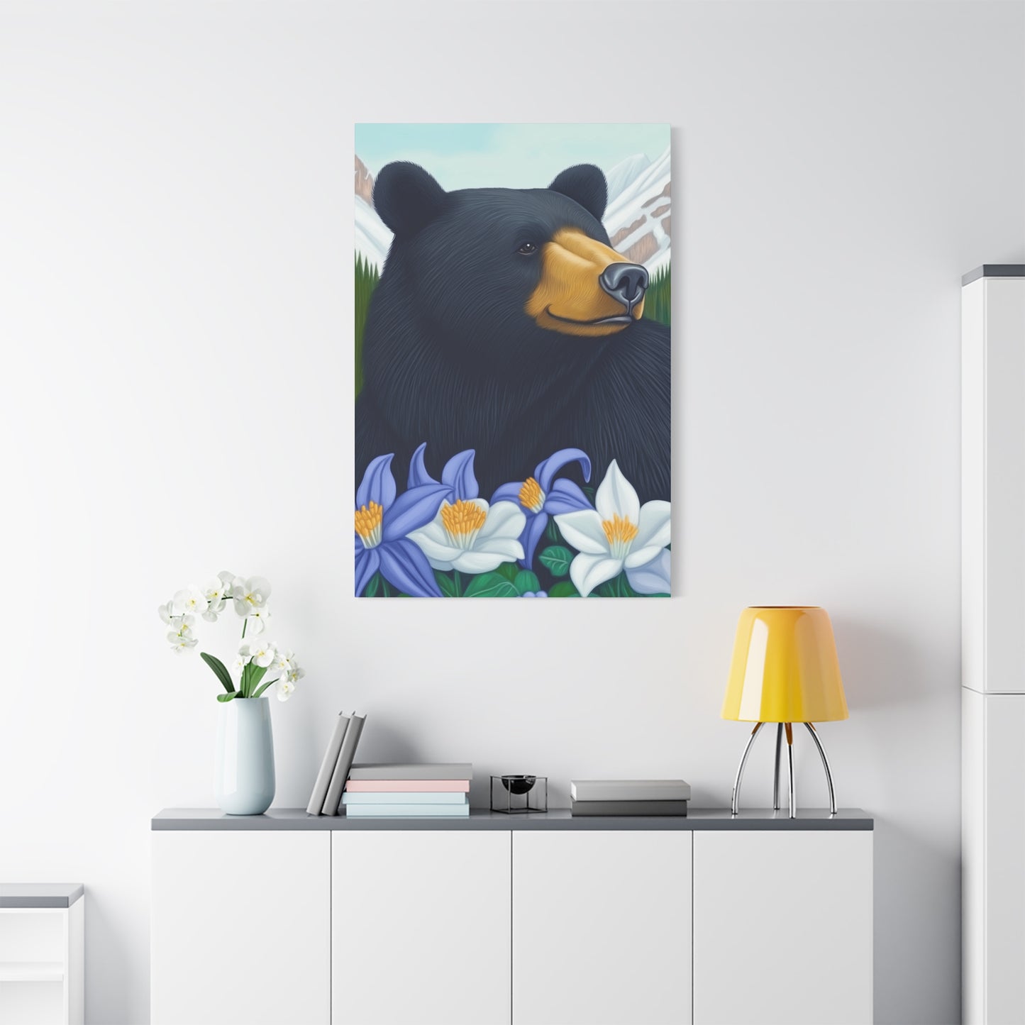 Canvas Print - Colorado Black Bear with Flowers