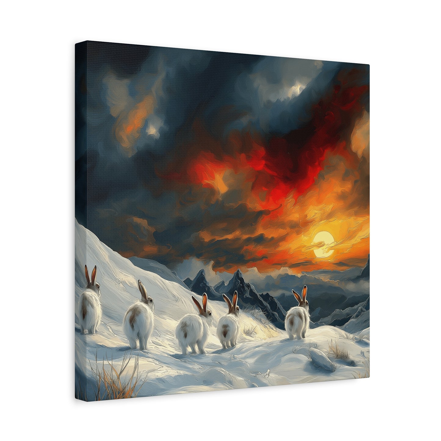Serene Bunny Landscape Canvas Art - Scenic Home Décor for Animal Lovers
