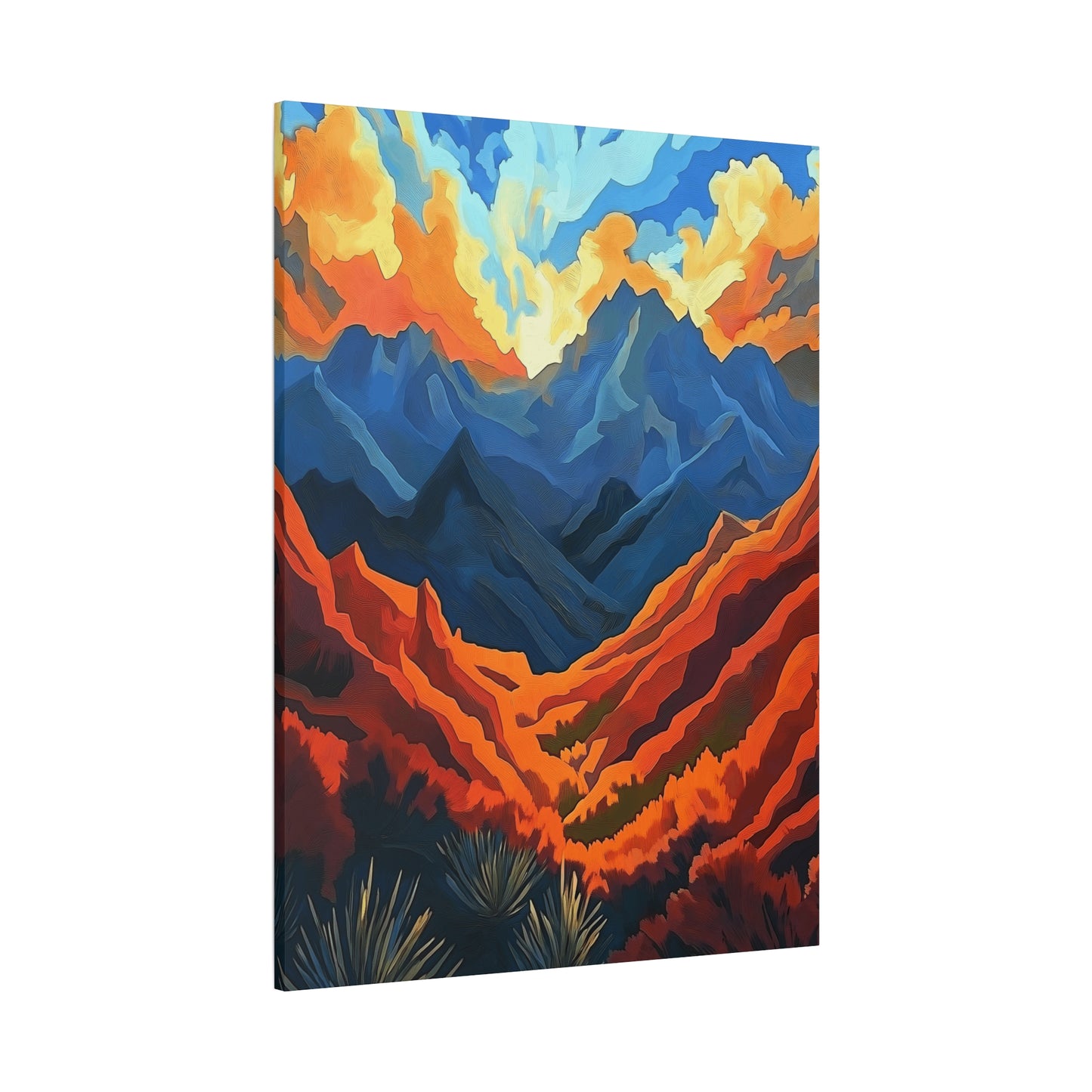 "Where are We?" Vibrant Mountain Landscape Canvas Art